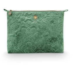 Pip Studio Cosmetic Flat Pouch Large Velvet Quilted Green...