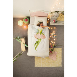 Snurk Baumwollbettwäsche Fairy 135 x 200 cm + 80 x 80 cm Farbe weiß mit Fotodruck